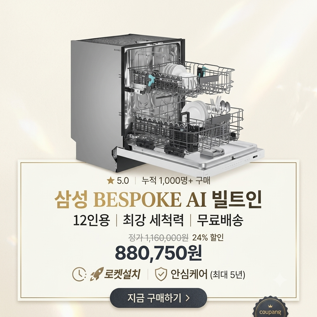 14인용과 비교하는 삼성 비스포크 식기세척기 12인용 추천 제품 이미지