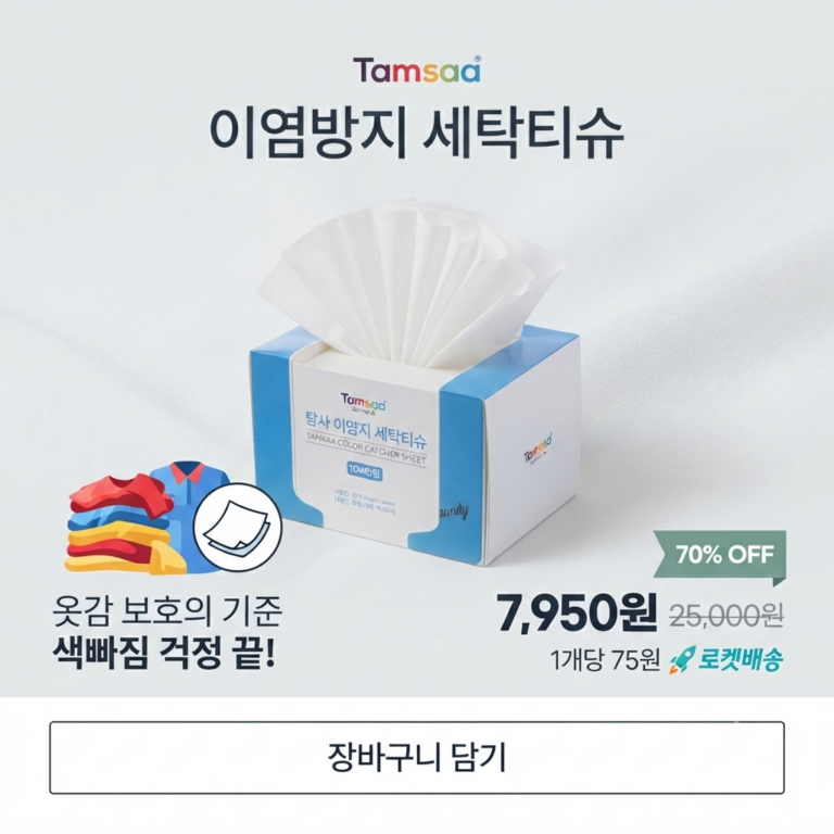 탐사 이염방지 세탁티슈 100개입 색이염 방지 세탁시트 세탁용품 추천